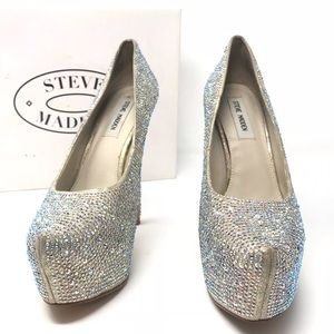 Steve Madden Deeva Champagne Silver Crystal Heel